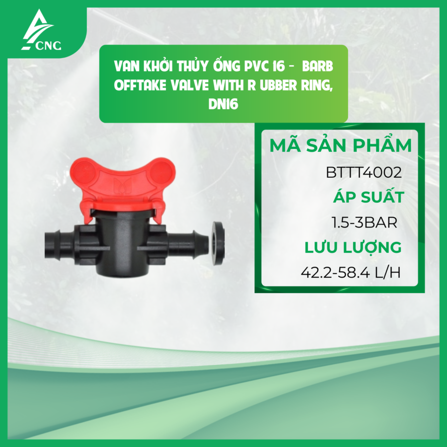 Van khởi thủy ống PVC 16 -  Barb Offtake Valve With R ubber Ring, Dn16