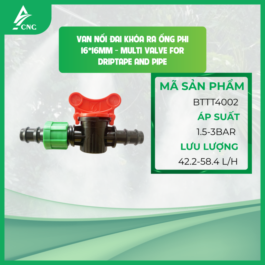Van nối đai khóa ra ống phi 16*16mm - Multi Valve for Driptape and Pipe